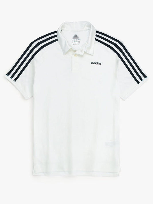 ADS PREMIUM DRY FIT MESH THREE STRPS POLO MEN WHITE