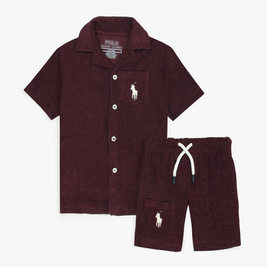 RALP LRN PREMIUM COTTON TERRY TWINSET MEHROON