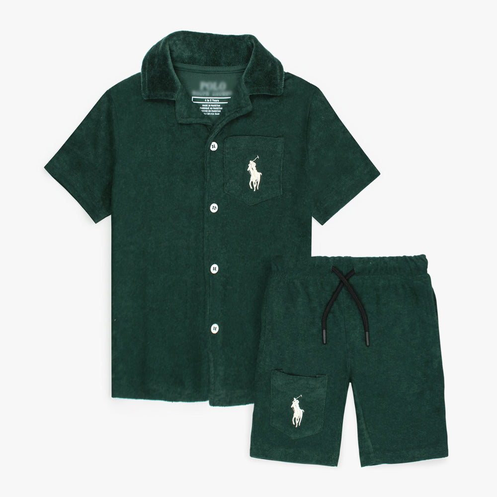 RALP LRN PREMIUM COTTON TERRY TWINSET DK GREEN