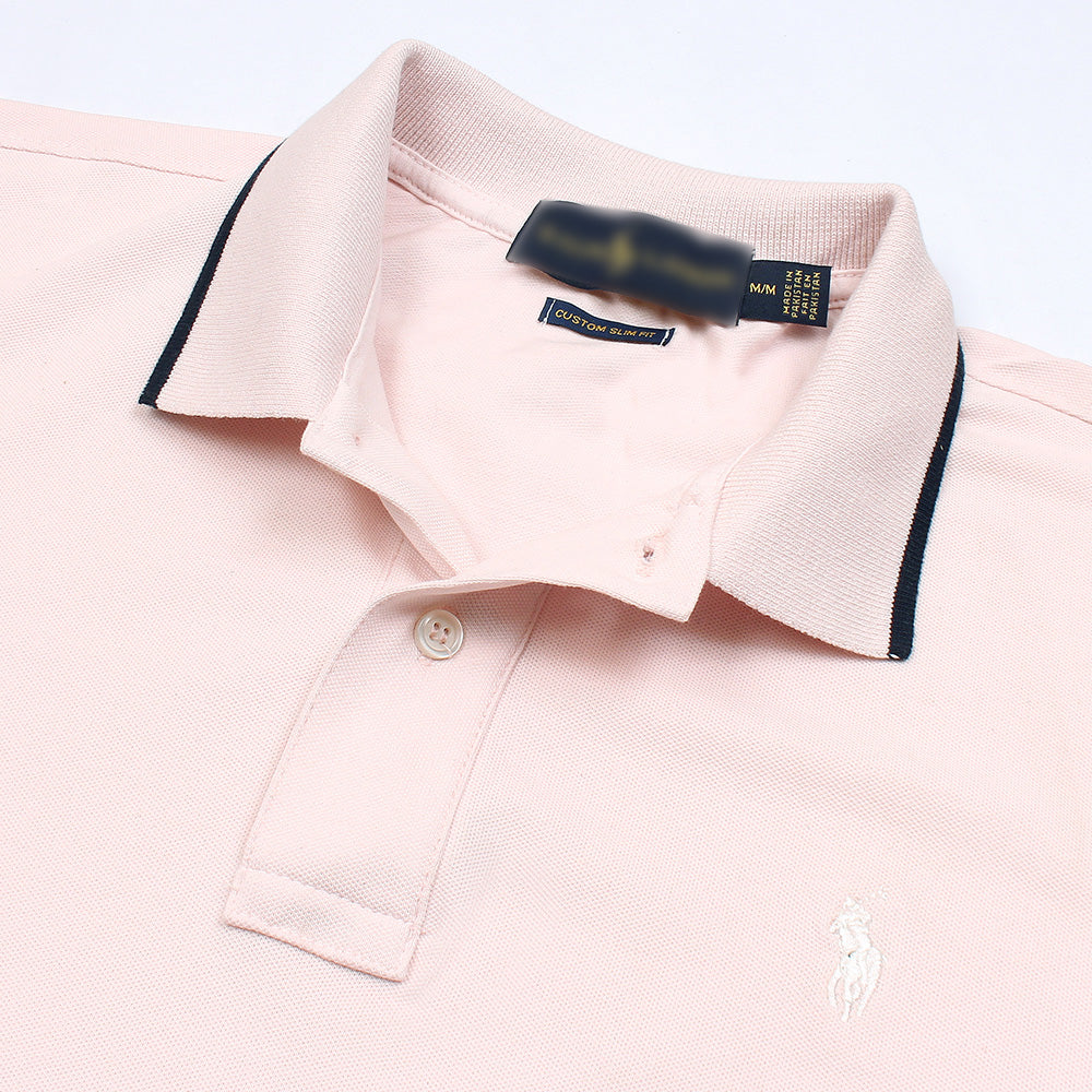 R-L PREMIUM MEN TIIPING COLLR PINK (OCE)
