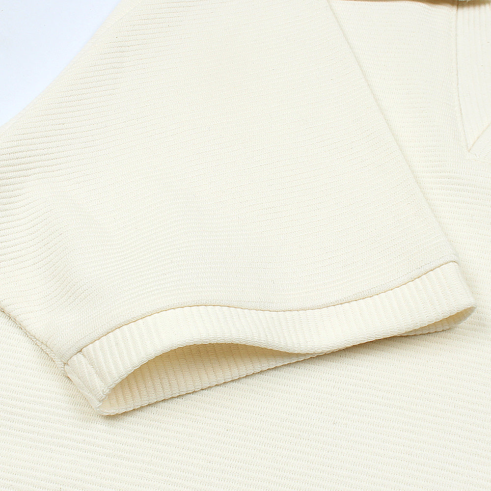 LCSTE PREMIUM RELAXED V-NECK POLO SHIRT WHITE (OCE)