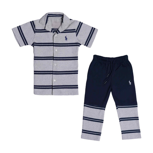R-L PREMIUM CASUAL SET CLOUD GREY/NEAVY PATTREN